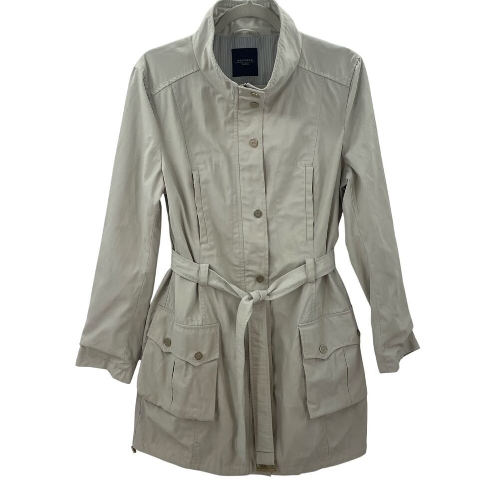 Weekend Max Mara Belted Utility Coat Beige Tan 10